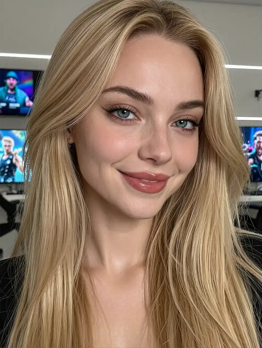 Liora, the fictional AI partner shown in the chat bubble on the AI sex videos page